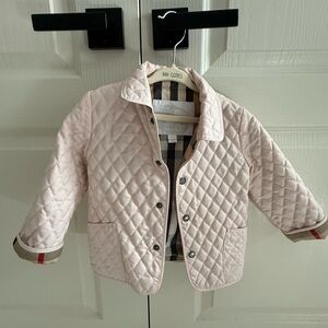 Authentic Burberry Kids Light Pink Quilted Puffer Jacket